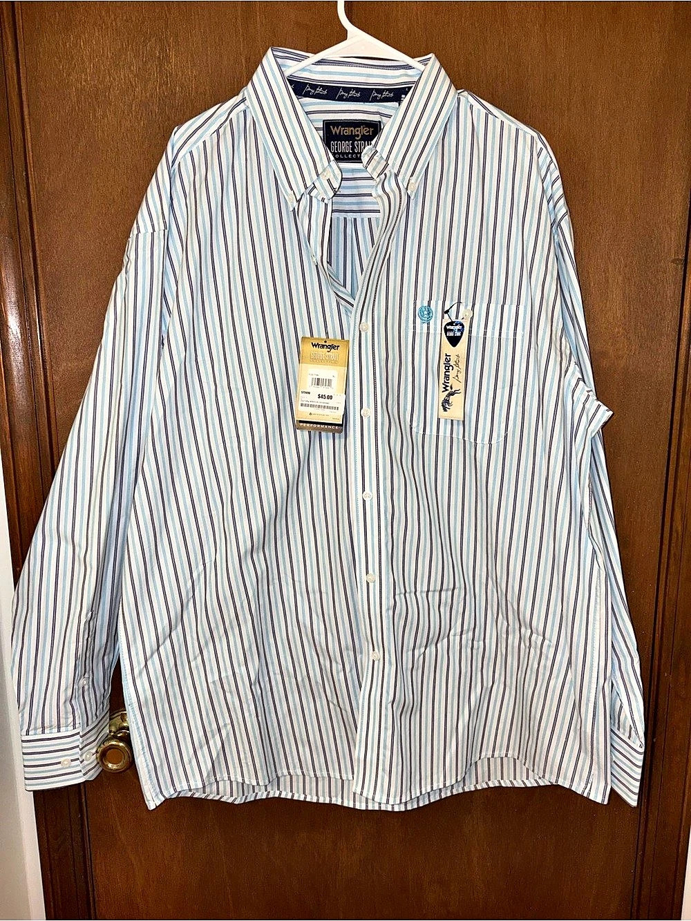 Wrangler George Strait Collection Long Sleeve Button-Down Shirt Striped Shirt XL